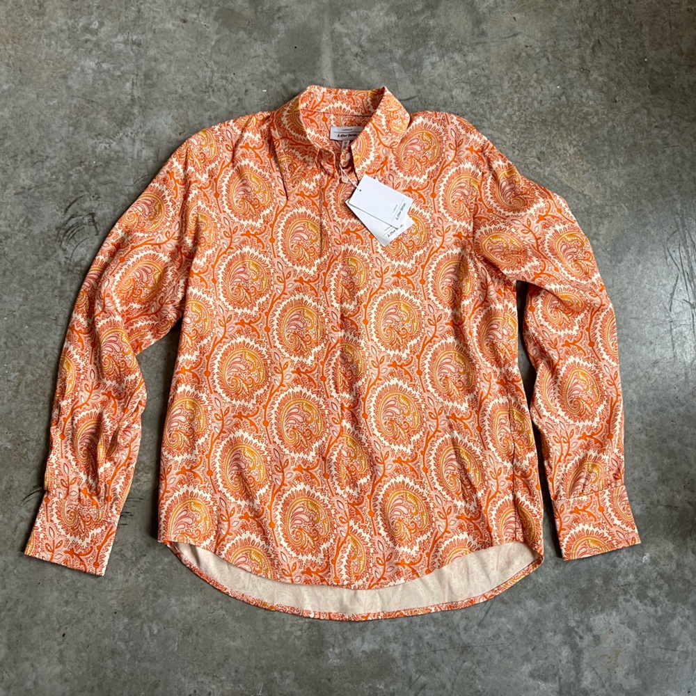 & Other Stories Capsule Collection Orange Paisley Button Down - Picture 2 of 9